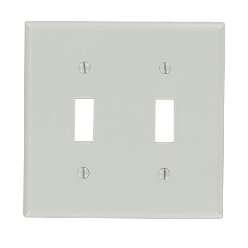 Leviton 87009 2-gang Toggle Device Switch Wallplate Standard Size Thermoset Mount Gray