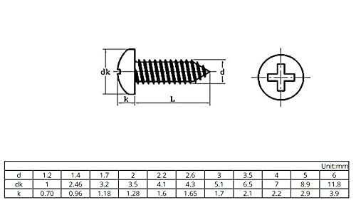 5-20pcs Gb845 M3 5 M4 2 M5 M6 304 Stainless Steel Cross Recessed Round Head Self-tapping Screws Pan Wood Yydfpiia Size X 70