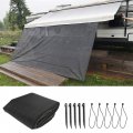 Awning Complete Kit Black Grid Uv Blocking Rv Sun Shade Screen Front Side 7ft X 19ft 3in Replacement For Travel Outdoor Camping