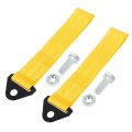 2pcs Yellow Universal Car Tow Towing Hook Bumper Trailer Belt Strap 
