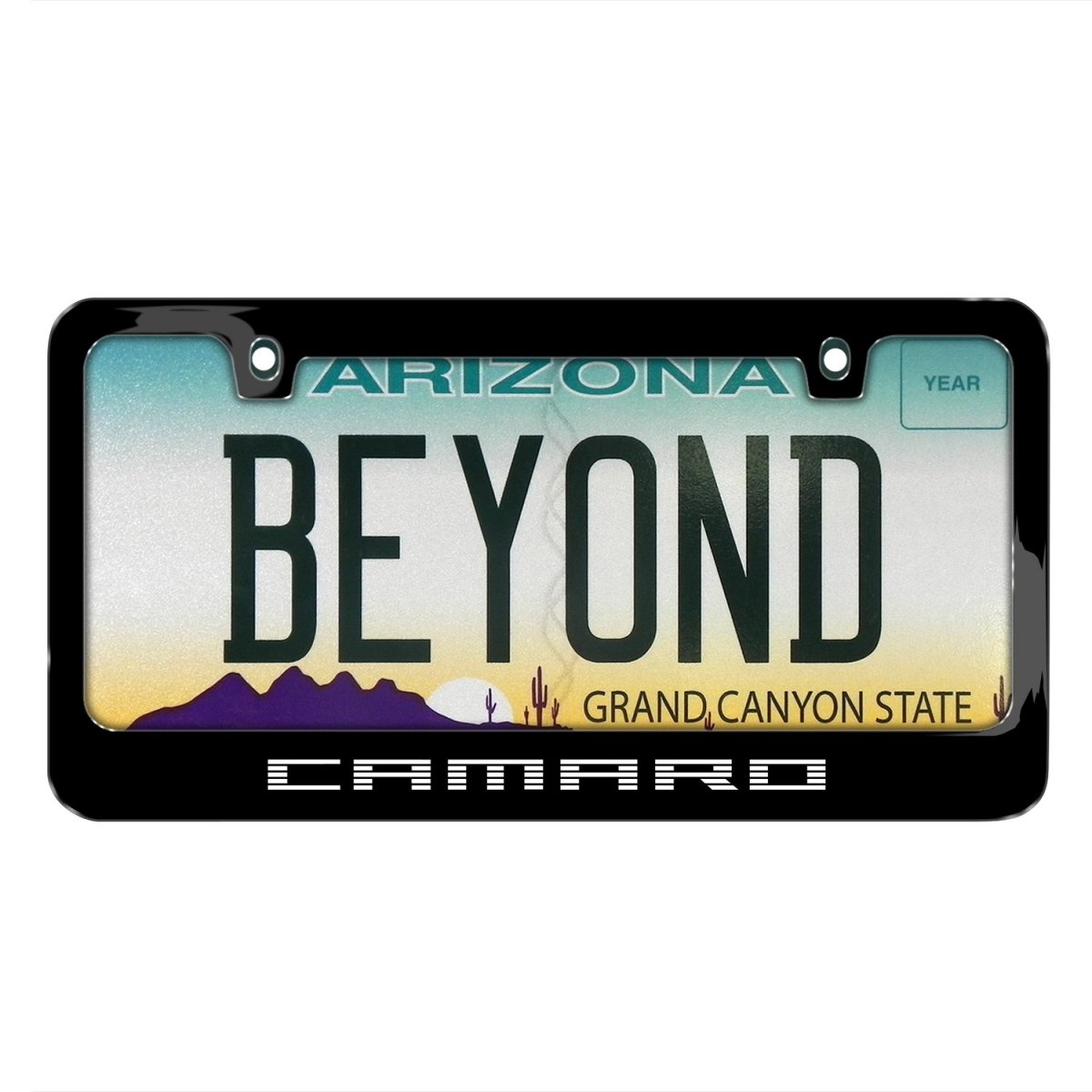 Chevrolet Camaro 2010 Speed Line Black Metal License Plate Frame 12in X 6in Universal Fit With Theft Deterrent Screw Covers