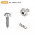 Uxcell St2x12mm Phillips Pan Head Self-tapping Screw With Washer 100pcs 304 Stainless Steel Wood Full Thread Silver