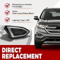 Right Front Bumper Fog Light Assembly For 15-18 Ford Edge Se Sel Sport Titanium Passenger Side Led Clear Lens Gloss Black