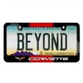 Chevrolet Corvette C6 Racing Stripe Black Metal License Plate Frame 12 In X 6 Powder Coated Zinc With Screw Covers
