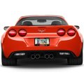 Chevrolet Corvette C6 Racing Stripe Black Metal License Plate Frame 12 In X 6 Powder Coated Zinc With Screw Covers