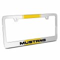 Ipick Image For Ford Mustang Yellow Racing Stripe Mirror Chrome Metal License Plate Frame