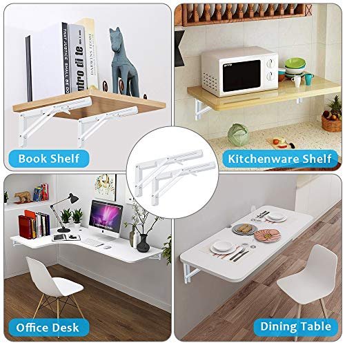 Folding Shelf Brackets 2 Pack Heavy Duty Triangle Bracket For Bench Table Wall Mounted Standing Saving Place Multi Size Max