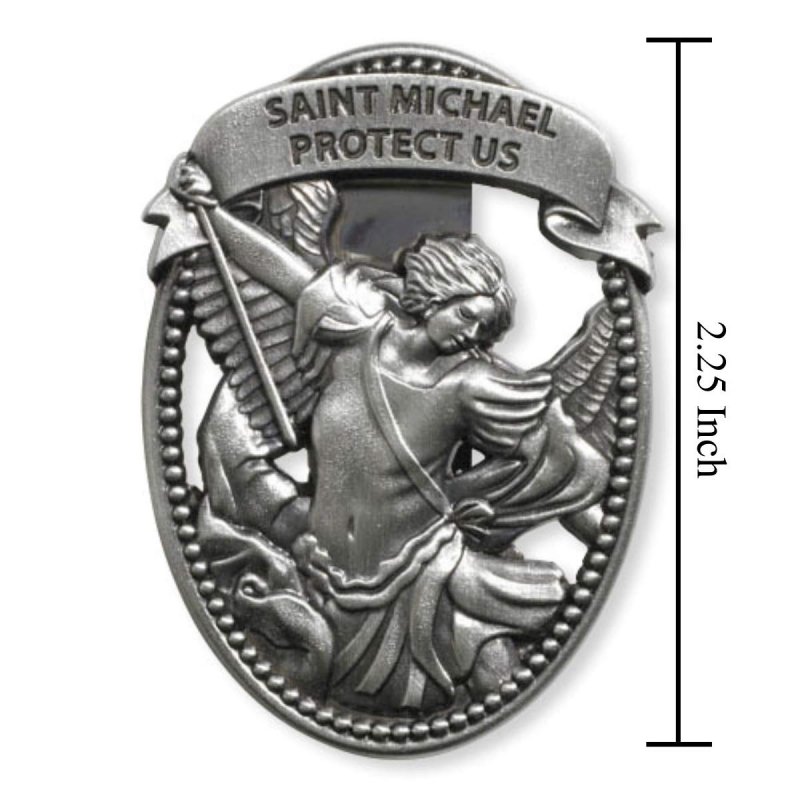 Sacred Traditions Silver Tone Zinc Alloy Archangel St Michael Protect Us Visor Clip 2 1 4 Inch