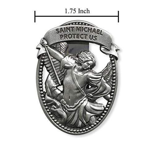 Sacred Traditions Silver Tone Zinc Alloy Archangel St Michael Protect Us Visor Clip 2 1 4 Inch