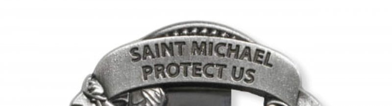 Sacred Traditions Silver Tone Zinc Alloy Archangel St Michael Protect Us Visor Clip 2 1 4 Inch