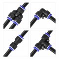 Uxcell Pneumatic 8mm Od Polyurethane Pu Air Hose Tubing Kit 10 Meters Black With 16 Pcs Push To Connect Fittings
