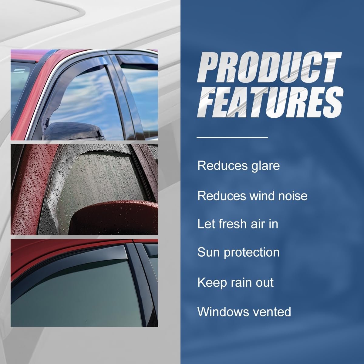 Auto Dynasty Window Visors For 2022-2026 Toyota Tundra Crewmax 4pcs Front Left Right Tape-on Deflectors Rain Guards Sun Wind
