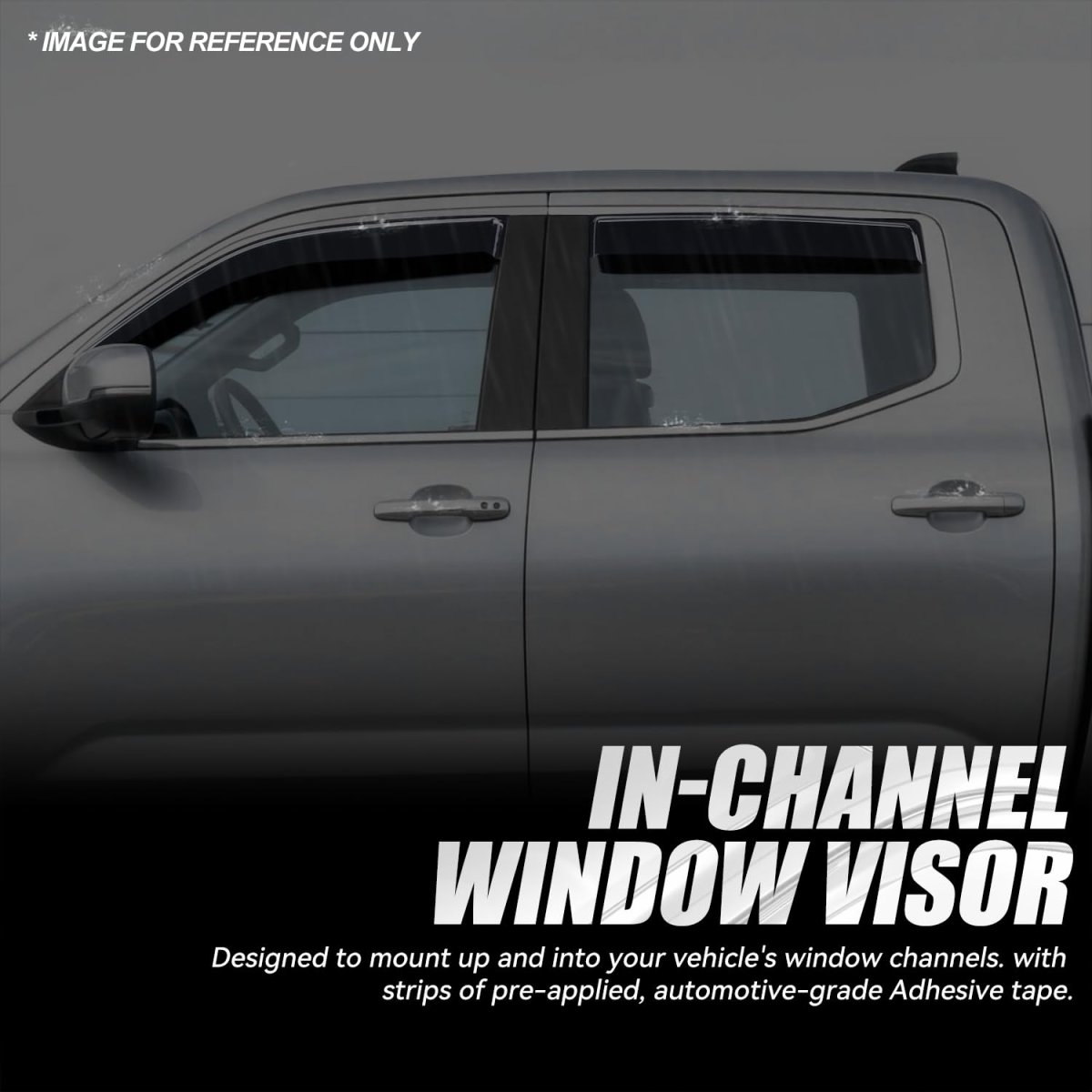 Auto Dynasty Window Visors For 2022-2026 Toyota Tundra Crewmax 4pcs Front Left Right Tape-on Deflectors Rain Guards Sun Wind