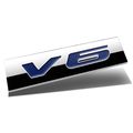 Chrome Finish Metal Emblem V6 Badge Blue Letter