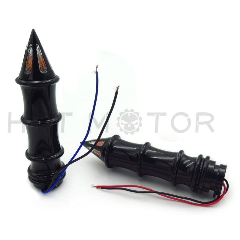Httmt Mt291-017-1-bk Black Spike Hand Grips Turn Signals For H-d Customs Dyna Softail 1 Inch