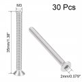 Uxcell M3x35mm Flat Head Machine Screws Inner Hex Screw 304 Stainless Steel Fasteners Bolts 30pcs