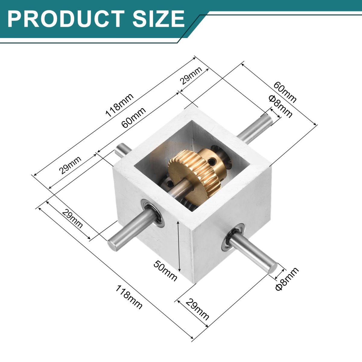 Gear Box 90 Degree Right Angle Wormbox 1 30 Reduction Gearbox Module Teeth Gear Aluminum Frame Simple Mechanical Diy With 8mm