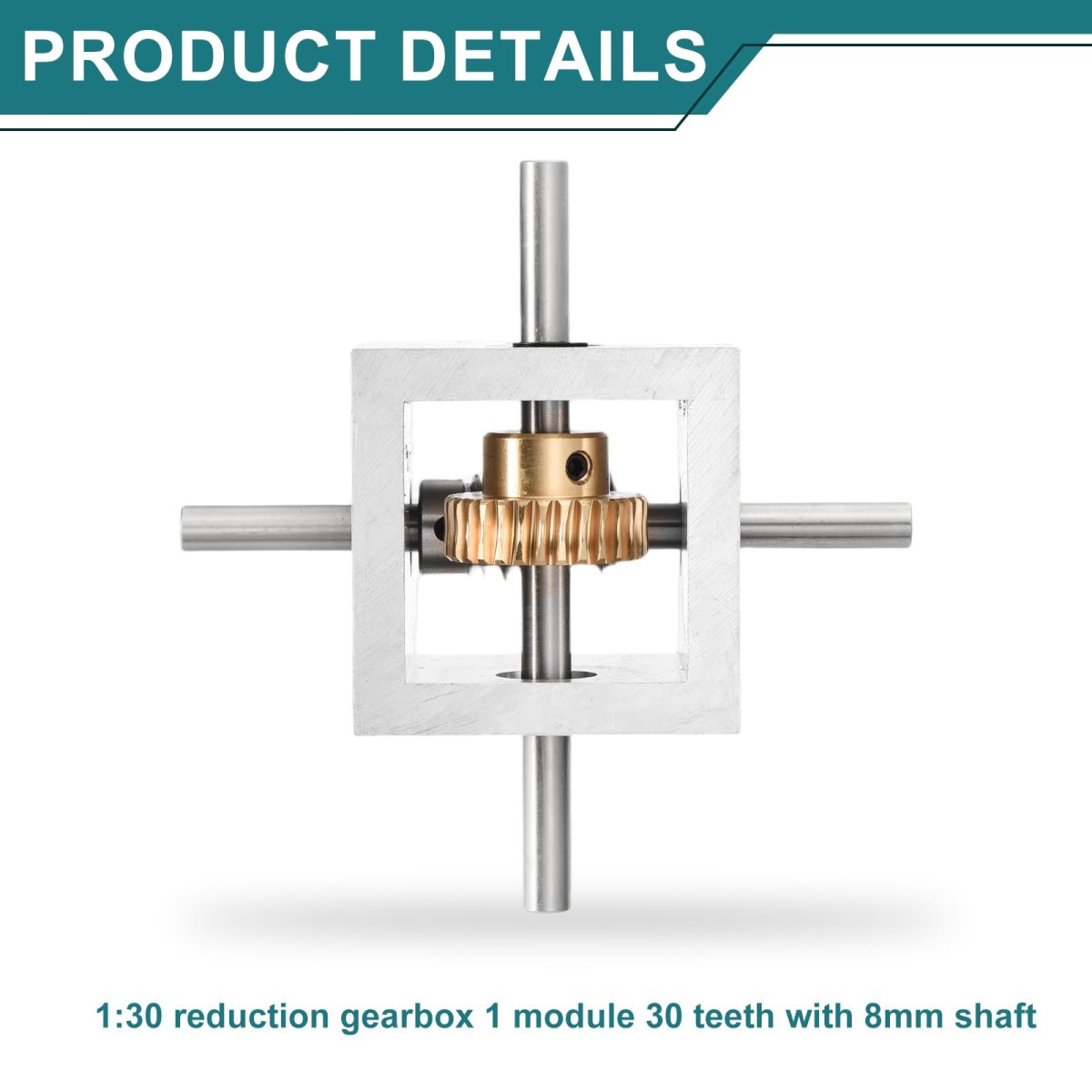 Gear Box 90 Degree Right Angle Wormbox 1 30 Reduction Gearbox Module Teeth Gear Aluminum Frame Simple Mechanical Diy With 8mm