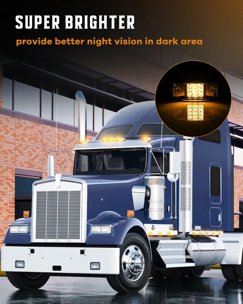 12 Led Rectangular Armored Style Side Marker Light Amber 12v Waterproof Clearance Trailer For Freightliner International