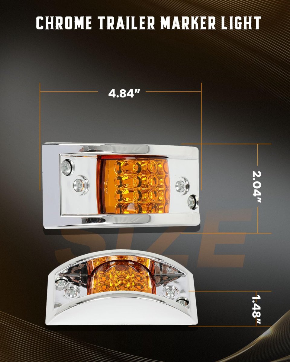 12 Led Rectangular Armored Style Side Marker Light Amber 12v Waterproof Clearance Trailer For Freightliner International