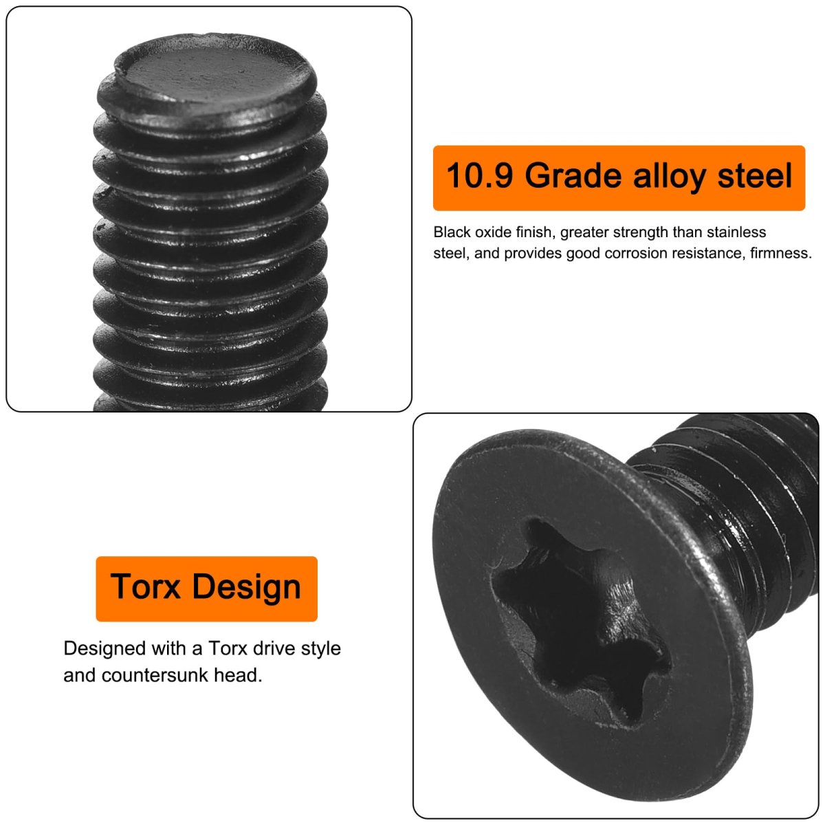 M10-1 5x20mm Flat Head Torx Anti Theft Machine Screws 20pcs 10 9 Grade Alloy Steel Drive Countersunk Full Thread Black Oxide