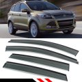 Fits For 2013-2018 Ford Escape Clip On Smoke Tinted Window Visor Rain Guard W Black Trim