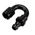 6 An 180 Degrees Push On Lock Hose End Fitting Aluminum Black With Clamp Jic Female To 3 8 In Barb Connector T-6061 Billet 