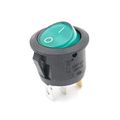 Baomain Rocker Switch Spst On Off 3 Pins Green Light Round Ac 250v 6a 125v 10a 5 Pack