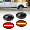 Nslumo Wheel Fender Side Marker Lights For 1999-2010 F-ord F350 F450 Double Amber Red Trunk Bed Markers 48 Smd Smoked Lens
