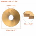 Uxcell Circular Saw Blade 63mm 2-1 2 Dia 1 5mm Thick 72 Tooth M35 Cobalt High Speed Steel Titanium Coated Milling Cutter With