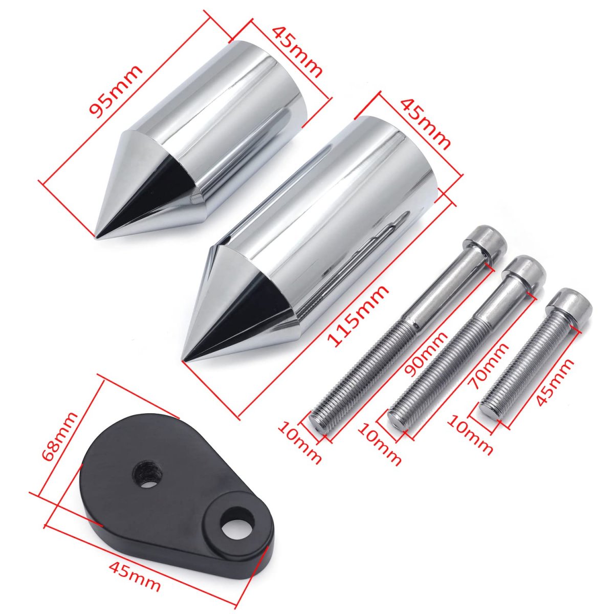 Chrome Spike Frame Sliders Crash Protectors For 2007 2008 Kawasaki Ninja Zx 6r Billet Aluminum Pair Mt290 033 Cd