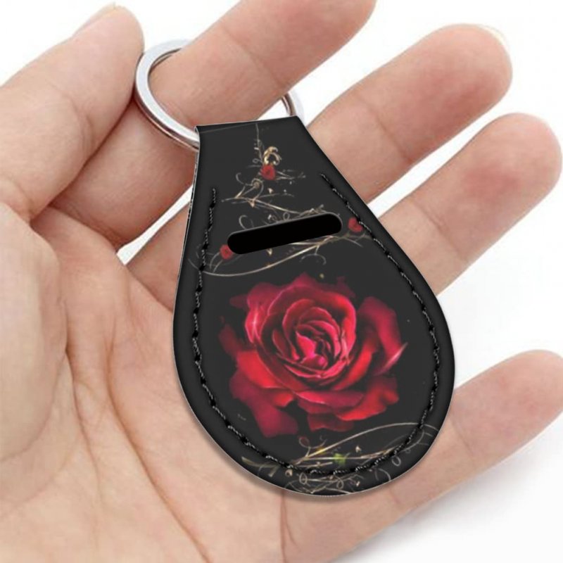 Fuibeng Red Rose Flower Car Seat Covers Floral Auto Steering Wheel Cover Armrest Cushion Seatbelt Pad Keychain Cup Holder