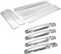 Erush Ultra Polished Stainless Steel Pillar Posts Accent Covers Door Handle With Smart Keyholes For 2008-2013 Rogue 