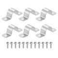 6pcs 22mm 7 8 Two Hole Rigid Pipe Strap 304 Stainless Steel Conduit Clamp Thicken U Bracket Heavy Duty With Self-tapping Screws 