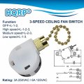 Hqrp Switch 3-speed 4-wire Pull Chain Control Ceiling Fan Compatible With Harbor Breeze Function L-1-2-3 L-2-3 L-1-3 L-1-2