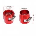 X Autohaux 4pcs An12 Hex Red Car Hose Finisher Flexible Rubber Pipe Clamp With Screw Band Adapter Fitting For Oil Fuel Water