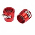 X Autohaux 4pcs An12 Hex Red Car Hose Finisher Flexible Rubber Pipe Clamp With Screw Band Adapter Fitting For Oil Fuel Water