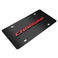 Ipick Image Compatible With Dodge Charger In Red 3d Logo On Black Carbon Fiber Patten Stainless Steel License Plate