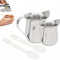 2 Pack Creamer Pitcher Bells Oz And 3 Espresso Pouring Cup Stainless Steel Creamer With Spoons Serving Cream For Latte Art 