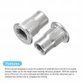 Uxcell M3 Half Hex Body Rivet Nuts 60pcs 304 Stainless Steel Flat Head Threaded Insert