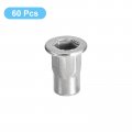 Uxcell M3 Half Hex Body Rivet Nuts 60pcs 304 Stainless Steel Flat Head Threaded Insert