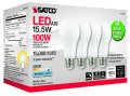 Satco S11425 57 Inch 15 5w A19 Led Medium Base Replacement Lamp Pack Of 4 Color Temperature 5000 Finish Frosted