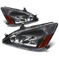 Auto Dynasty Compatible With Honda Accord 4 Door Black Lens Headlight Smoke Fog Light