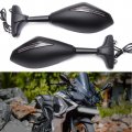 Motorcycle Rearview Side Mirrors With Led Turn Signal Integrated Indicator For Racing Bike Sport