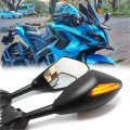 Motorcycle Rearview Side Mirrors With Led Turn Signal Integrated Indicator For Racing Bike Sport