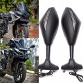 Motorcycle Rearview Side Mirrors With Led Turn Signal Integrated Indicator For Racing Bike Sport