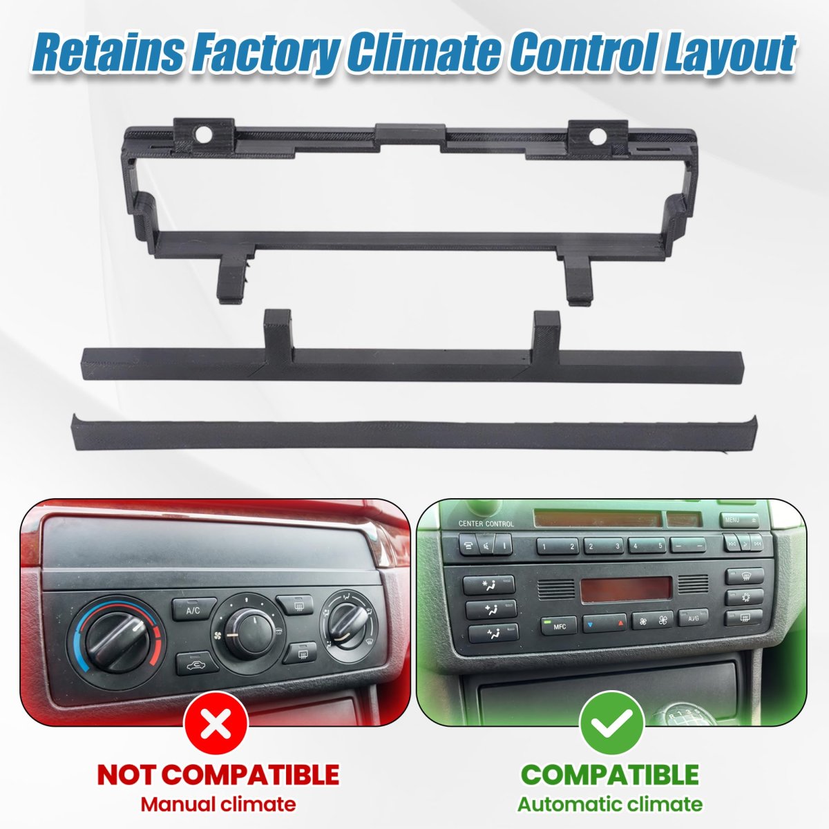 2din Dash Installation Kit For Bmw E46 With 16 9 Navigation Fits Automatic Climate Control Models Includes Adapter Frame