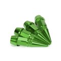 Auto Dynasty 45mm Anodized Aluminum Valve Stem Caps Spiked Head Design Car Accessories Universal Fit For Most Vehicles Green