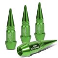 Auto Dynasty 45mm Anodized Aluminum Valve Stem Caps Spiked Head Design Car Accessories Universal Fit For Most Vehicles Green