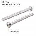 Uxcell M4x50mm Machine Screws Hex Socket Round Head Screw 304 Stainless Steel Fasteners Bolts 20pcs